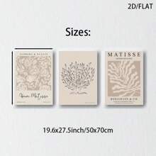 3er-Set Wandkunst im Matisse-Stil - Ungerahmte Vintage- & Minimalistische Drucke, geeignet für Wohnzimmer, Schlafzimmer, Homeoffice - Blätter-Muster Landschaftsplakate