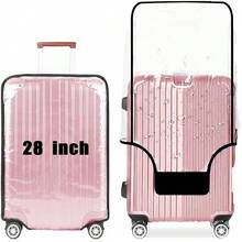 New 28 Inch Clear PVC Luggage Cover, 0.2mm Thick Lightweight Waterproof, Dustproof, Anti-Scratch Suitcase Cover, Luggage Covers For Suitcase TSA Roved, Fits 28"-29" Wheeled Luggage - 黑色 透明 適合28-29 - 查看 1