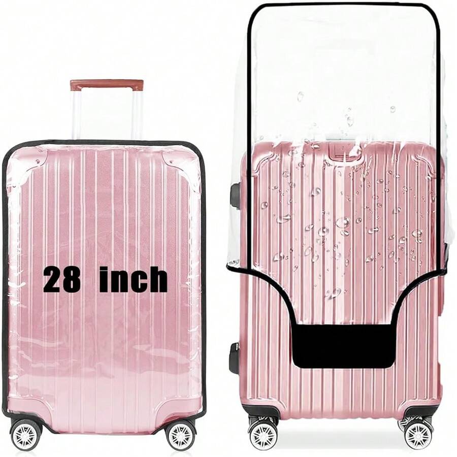 New 28 Inch Clear PVC Luggage Cover, 0.2mm Thick Lightweight Waterproof, Dustproof, Anti-Scratch Suitcase Cover, Luggage Covers For Suitcase TSA Roved, Fits 28"-29" Wheeled Luggage - 黑色 透明 適合28-29 - 查看 1