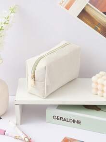 1 Pc Vertical Stripe Solid Color Pencil Case, Portable Stationery Bag, School Supplies For Big Friends And Primary School Student, First Day Of School - Multicolor - View 13