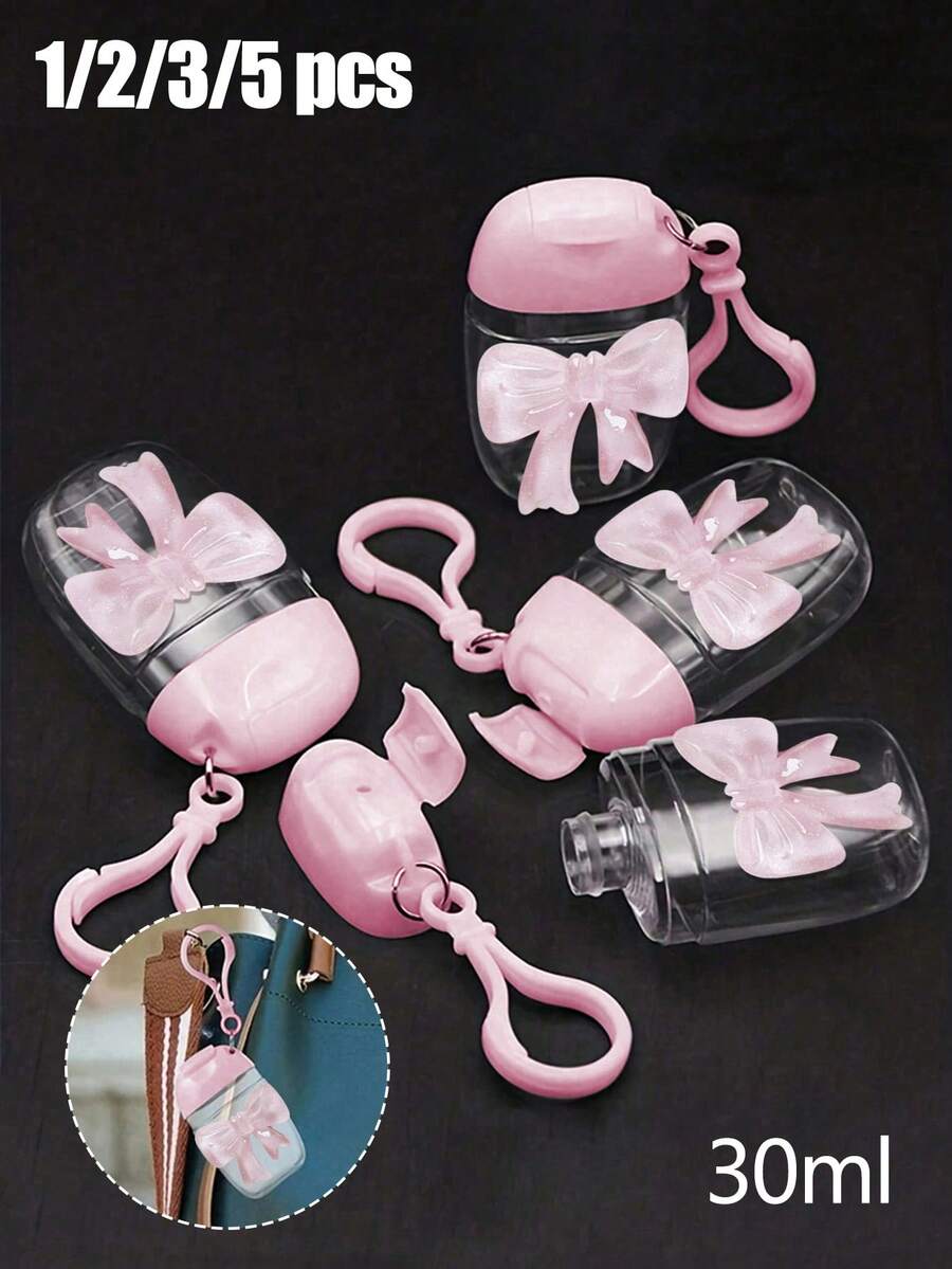 Pink Clear Empty Bottle Hand Sanitizer Bottling Bottle With Bow ,30ml,Travel ,Holder Hook Keychain, Pink Flip Cap ,Lid Reusable Portable Empty Bottle Refillable ,Cosmetic Container, Suitable For Liquid Lotion Cream,Travel Essentials Dorm Essentials,Suitable For Women, Mothers, Teachers, Friends, Students, Returning To School, And Teachers,Valentine's Day Gift,Mother's Day Gift,1 Oz (Approx. 28.3 G) - Pink - View 1