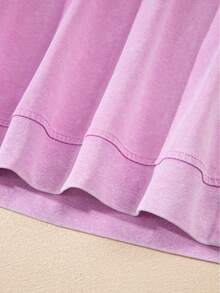 Mineral Wash Round Neck Tank Top Lined High Waist Split Skirt Set - 蝴蝶蘭 - 查看 8