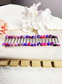 15 buc/set inele de limbă cu design floral colorat, bijuterii de corp unisex, potrivite pentru purtare zilnică și sărbători, cadou de Crăciun