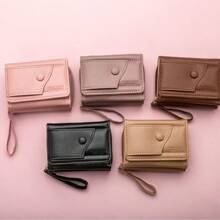 Four Seasons Women's Short Wallet Zipper Tower Buckle Coin Purse Girl Student Handheld Bag Solid Color Simple Versatile Fashion For Women Wallet Mini Wallet Purse Wallet Small Wallet Cute Wallet