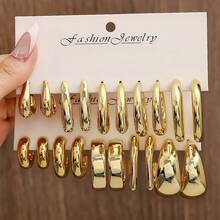 5 Pairs/10 Pairs New ABS Resin & CCB Exaggerated C-Shaped Water Drop Personalized Fashion Earring Set - New Model - View 1