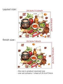 Kitchen Stickers/Decorative Stickers Kitchenware Ingredients Stickers Waterproof And Dustproof Stickers, 1 Piece Pvc Material Removable Wear-Resistant Stickers, Wall Stickers 11.6*9.4 Inches, Suitable For Kitchen Decoration, Wall Decoration, Restaurant Decoration, Interesting Birthday Gifts, Graduation Gifts, Make Your Home A New Look
