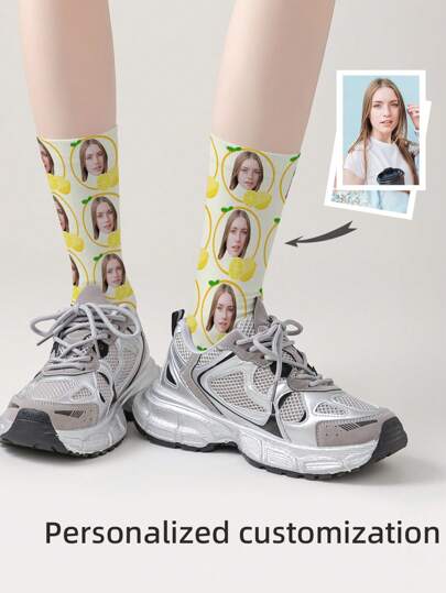 1 paire de chaussettes personnalisées avec visage, chaussettes photo personnalisées, chaussettes imprimées personnalisées, chaussettes drôles avec visage personnalisé, chaussettes avec photo personnalisée, mettez n'importe quel visage sur les chaussettes, cadeau d'anniversaire, cadeau de la Saint-Valentin, cadeau de mariage