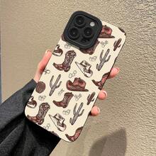 Western Cowboy-Themed Phone Case For  16/16Plus/16Pro/16Promax/ 15/15Plus/15Pro/15Promax/ 14/14Plus/14Pro/14Promax/ 13/13Pro/13Promax/ 12/12Pro/12Promax - 黑色 - 查看 2