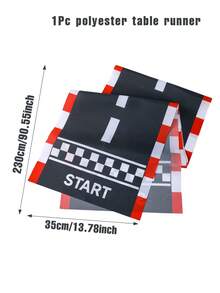 1pc Racing Car Themed Table Runner,Racing Car Birthday Party Tablecloth, Black White Checkered Rectangular Racing Track Props Table Flag, Decorative Runway Cloth, Game Theme Birthday Events Decor, Racing Game Sport Events Decor, Birthday Gifts, Home Decor Room Decor Table Decor Back To School,Kitchen Decor Floor Decor - Multicolor - View 7