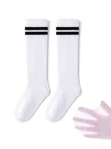 4/2/1 Pair Girls Socks, Summer Thin Mesh Mid-Calf Socks, Classic Black & White Stripe School Style, Versatile Fashion, Skin-Friendly Soft Breathable Casual Sports Socks, Suitable For Daily Life, Holidays, Travel, Back To School