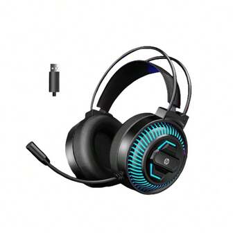 HP Auriculares 8001 Luces de 7 colores Orejeras grandes y agradables para la piel Cómodos y transpirables Uso prolongado sin fatiga Unidad de altavoz de 50 mm Efecto de sonido estéreo Micrófono flexible 8001 [Puerto USB único]