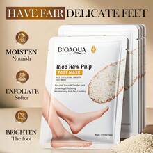 3 Pasang/5 Pasang Masker Kaki Eksfoliasi Beras, Elastis & Halus, Efektif Menghilangkan Kapalan dan Kulit Mati, Cocok untuk Pria dan Wanita, Untuk Perawatan Kaki Sehari-hari, Memperbaiki Kulit Kaki yang Kering, Menua, dan Pecah-pecah - Putih - View 3