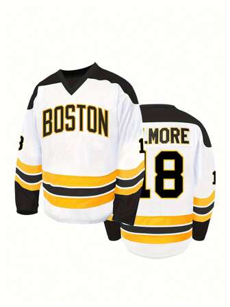 Men's #18 Embroidered Hockey Sweatshirt - Classic Long Sleeve, V-Neck, Casual Sports Wear For All Seasons