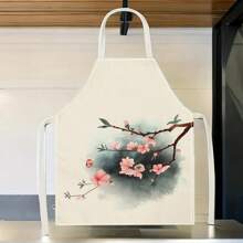 1pc Dog Letters With Chinese Style Pattern Apron, Creative And Fun Stylish Printing House Cleaning Apron, Waterproof Oil Easy Cleaning Kitchen Cooking Apron, Creative Home Apron, Work Uniform