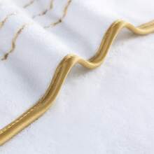 Set de 5 toallas de baño con borde dorado, toallas absorbentes y de secado rápido para uso en exteriores de 74*34cm, con diseño de bordado de 5 estrellas simple, adecuadas para vacaciones, campamento al aire libre, playa, fitness, natación, viajes, spa, apropiadas para Halloween, Navidad, Acción de Gracias, toallas de ducha para salón de belleza, hotel, deportes, artículos esenciales para el hogar