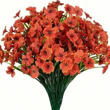 10 Bundles UV Resistant Outdoor Artificial Flowers, No Fade Fake Violet Flowers For Indoor Outside Hanging Plants Garden Patio Porch Window Box Home Wedding Farmhouse Decor(No Flower Basket)