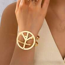 1pc Fashionable Minimalist Metallic Sea Star Linked Adjustable Bangle Bracelet For Women
