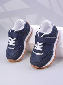 Kids' Color Splicing Athletic Shoes, Boys/Girls Campus Student Shoes With Magic Tape, Running Shoes, Casual Sneakers