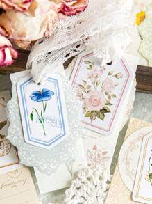 1 pacote com 100 folhas de papel de Bottom para artesanato e cartões com renda vazada, estilo artístico retrô com flores e borboletas, material de Bottom para decoração DIY, material de bordas de renda vazada, adesivos decorativos de flores em aquarela, suprimentos para escola, casa e escritório