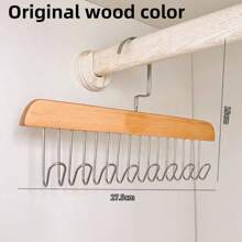 1pc Sturdy Wooden Inner Wardrobe Hanger, Wooden Hanger With 8 Hooks, Foldable To Save Space, Wooden Clothing Storage Box, Suitable For Storing Bras, Ties, Vests, Strapless Bras And Scarves