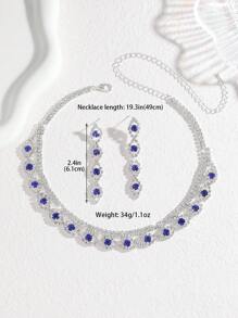 Conjunto de joyería nupcial - Conjunto de joyas de moda talla grande vendido con collar y aretes súper brillantes - Adecuado para uso diario de mujeres, bodas, fiestas, etc.