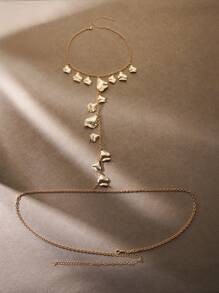 1pc Women's Simple Ginkgo Leaf Metal Pendant Bikini Body Chain, Beach Vacation & Versatile Accessory