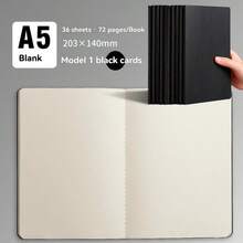 A5/B5 Kraft Paper/Black Notebook, Minimalist Stitched Workbook, Lined Grid, Student Notepad, Blank Notebook, Travel Journal, Unlined Sketchbook, Memo Diary, Planner, Office & School Supplies, Back To School Essentials