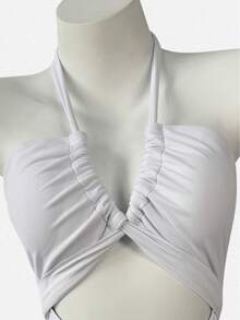 连体交叉挂脖镂空美背修身性感沙滩度假泳衣女