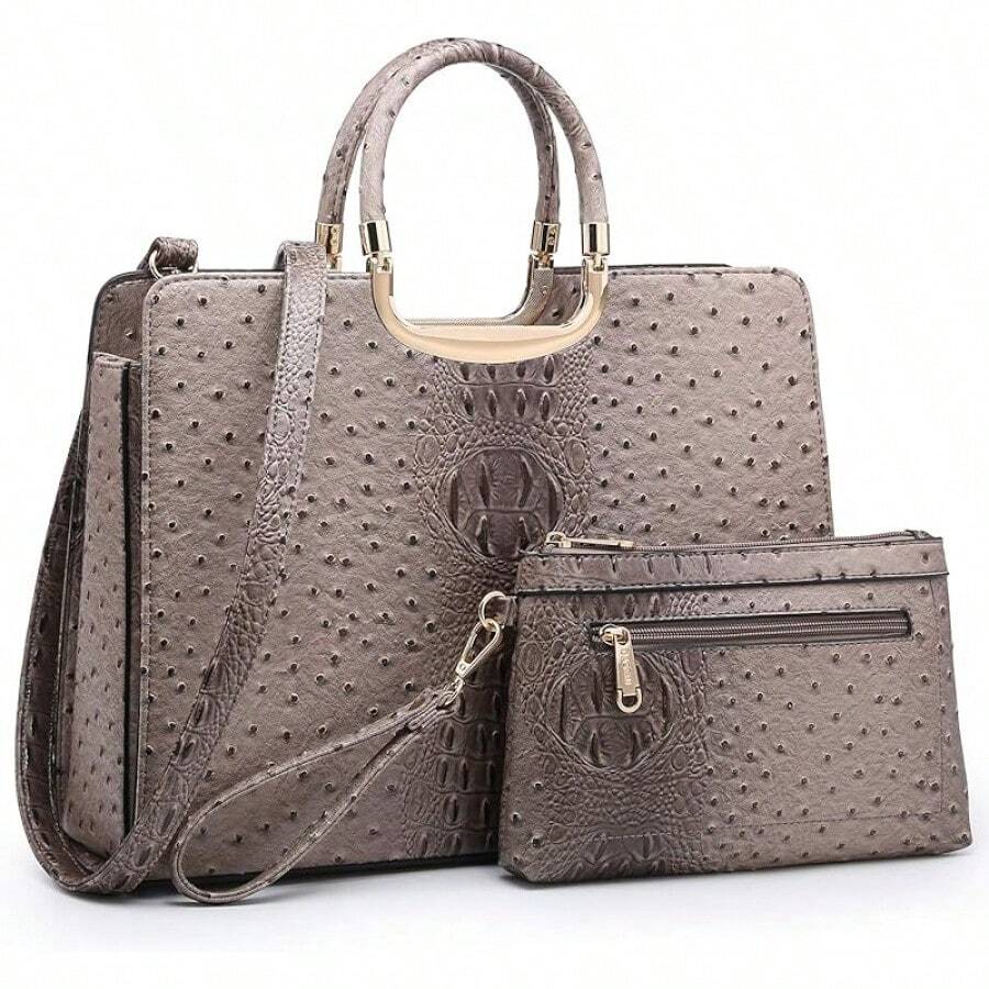 Gift Bolsos Para Mujer Valentine'S Day Womens Handbag Top Handle Shoulder Bag Tote Satchel Purse Work Bag With Matching Wallet - 3-鴕鳥卡其色 - 查看 1