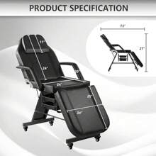 Adjustable Chair With Wheels 73inch Tattoo Bed Client Massage Table With Stool Massage Table Bed Spa Beauty Esthetician White