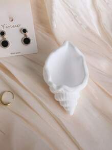 1 pieza Plato decorativo de concha blanca estilo SNS, accesorio de fondo para exhibición de joyería, prop para fotografía