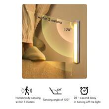 1pc LED Wireless Motion Sensor Cabinet Light, Magnetic USB Rechargeable Night Light (10/20/30/50cm) For Safe Lighting In Kitchen, Bedroom, Cabinet, Wardrobe, Stairs, Hallway, Daily(150-400mAh Battery)