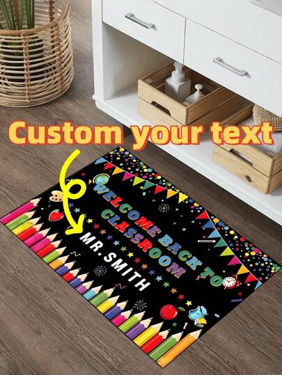 1pc High-Quality Colorful Back To School Classroom Entryway Doormat - Anti-Slip Washable Non-Fading, Suitable For Bedroom, Study, Computer Room, Indoor/Outdoor Entrance, Teacher's Day Gift, Summer Doormat, Ideal Back To School Gift For Students And Teachers