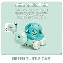 Baby Toy Car For 18 Months Infant, Soft Rubber Push And Go Car For 1 2 Year Old Girls Boys,Rattle And Roll Car With Playmat/Storage Bag, Birthday Gift For Toddler
