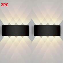 2 Pieces, Modern LED Wall Lights, Outdoor Wall Wash Lights, Staircase Wall Lights, Warm Light Dual Head Wall Lights, AC110-220V, Semi Embedded Installation, Suitable For Courtyards, Villas, Hotels, Corridors, Balconies, Stairs, Indoor And Outdoor Lighting Wall Lights
