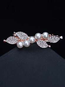 简约优雅仿珍珠水钻发夹 - 女式马尾辫夹，带小弹簧扣，花朵图案蝴蝶结，大号和小号可选。、发饰、爪夹、发夹、发夹、发夹 - 彩色 - 查看 5