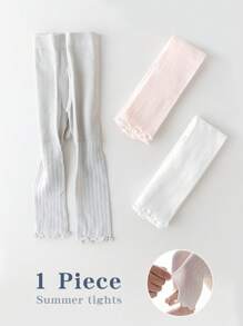 1 Pair Girls' Lightweight Mesh Tights For Summer – Elastic, Breathable & Mosquito-Proof