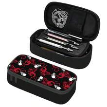 1 个骷髅形铅笔盒，双层大容量文具收纳袋，适合男孩和女孩的返校礼物 - 彩色 - 查看 1