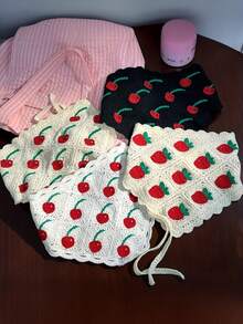 1 件复古女式头巾针织手工辣妹三角围巾，甜美可爱钩花头巾，钩针发带，适合日常使用时尚发饰