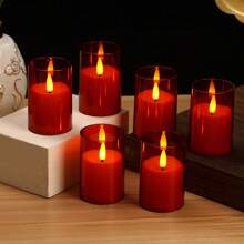6pcs Set, Flameless Candle Lights With Remote Control & Timer - Premium Gray Electronic Candles, Battery Operated (Batteries Included), Ideal For Romantic Nights, Valentine's Day, Weddings, Eid, Ramadan, Easter - Warm Home Decor, Unbreakable Acrylic Candles, Suitable For Home, Bedroom, Weddings, Proposals, Christmas, Halloween, Company Dinners/Parties