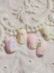 tomoni nailart Rhinestone Lace Swan Nail Stickers, Embellished With Rhinestones And Foil Stamping, Featuring Lace Garden & Vintage Garden Theme Nail Art Decals, Suitable For Party, Holiday DIY Nail Art Accessories