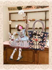 Sac à main tressé avec lèvres rouges mignonnes, sac de transport adorable, sac de rangement doux, sac d'été coloré, sac de fille à nœud, sac à main de style lolita, sac de déguisement, sac fourre-tout de style britannique, sac à main de fête sucré