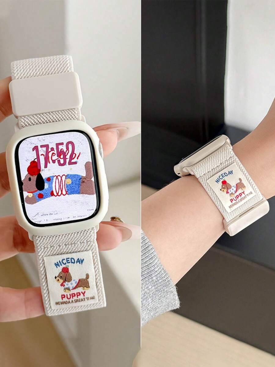 夏季韩国时尚狗磁性尼龙表带 + 表壳适用于 10 Ultra 9 8 7 6 SE 5 可爱透气表带 42mm 46mm 49mm 45 40 42 44 38 女孩礼物