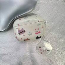 Compatible With AirPods Pro Earphone Protective Case, Graffiti Star & Cat Design Earphone Cover For Apple AirPods 1/2, With Pendant, Suitable For AirPods 3 Bluetooth Earphone, Women