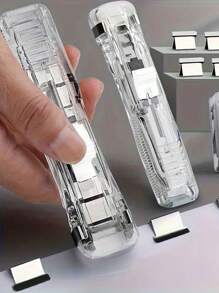 Clear Acrylic Stapler Set, Includes 50 Silver Refill Clips, Comes With A Storage Box, Office Binding Tool, Back To School Supplies, Back To School Gifts