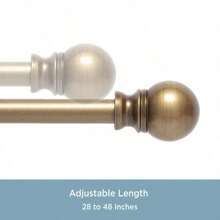 28-48" Petite Café Adjustable Curtain Rod, 1/2" Dia., Brushed Brass