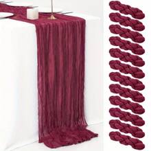 Set de 10 piezas Cheesecloth (tela de gasa) color burdeos como camino de mesa - Estilo país vintage bohemio, perfecto para bodas, despedidas de soltera y fiestas de cumpleaños