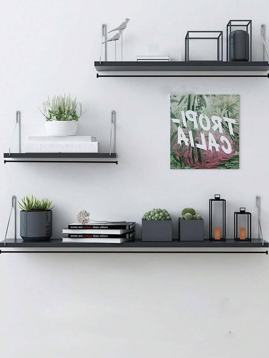 1 pieza Estante de pared con gancho, organizador expositor de librería para sala de estar, oficina - Disponible en varios tamaños - Negro - Ver 1