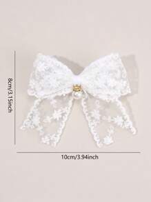 2 piezas Pinzas de lazo blanco para el cabello, Pasador con decoración de encaje y perlas, Pinzas de caimán de moda Accesorios para el cabello como regalo para niñas para la vida diaria