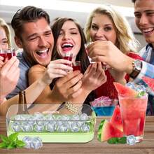 Ice Cube Tray, 21 Pcs Easy Release Ice Block Mold With Lid - Silicone Ice Cube Trays For Freezer Without Touching - Ice Box With Lid For Cocktail, Tea, Whisky, Coffee - 綠色 - 查看 7